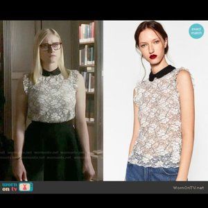 Zara Lace Sleeveless Collar Top Peter Pan